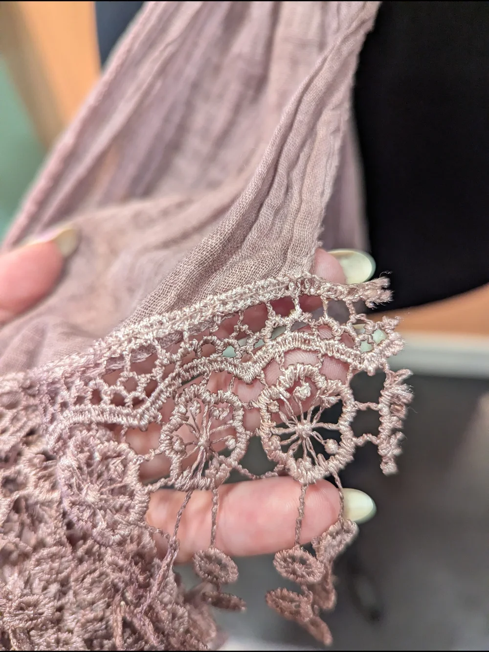 Vintage Mauve Pink Y2K Feminine Boho Babe Lace Scarf Festival Vibes Belt